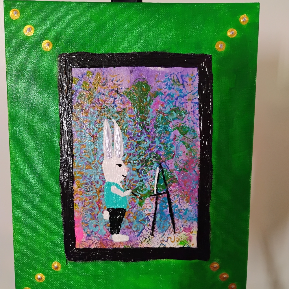 Colorful Rabbit Art on Canvas